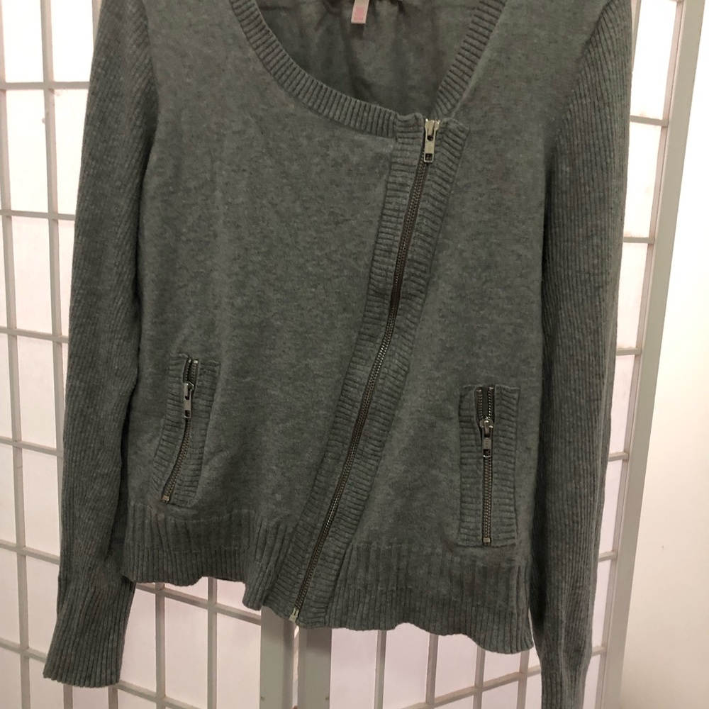 Grey moto sweater